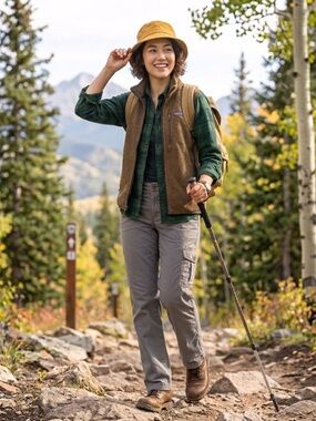 Patagonia Gray Cargo Hiking Utility Pants Double Button Waist Straight Leg